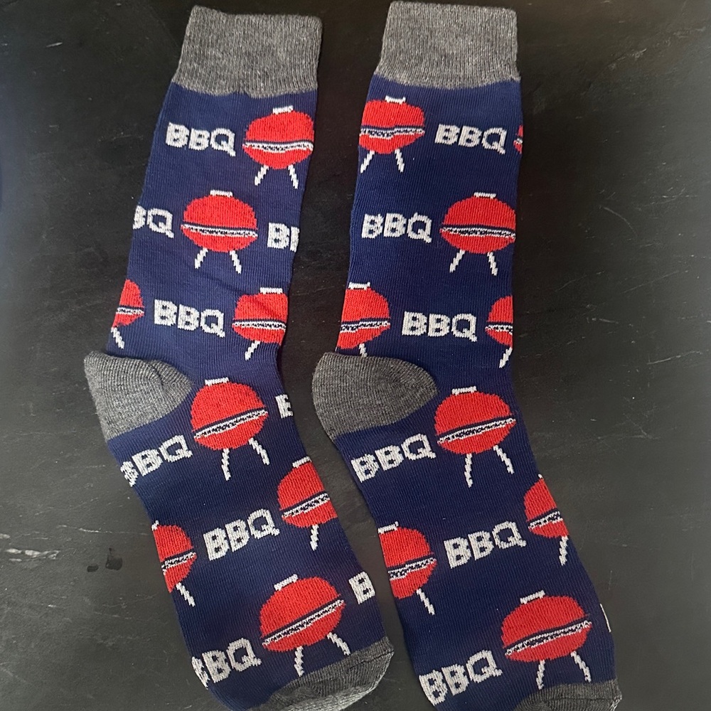 Men's Navy BBQ Pattern Crew Socks
